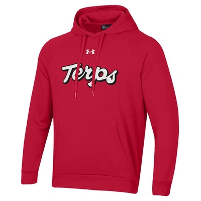 Shop Under Armour Red Maryland Terrapins Script All Day Raglan Pullover Hoodie