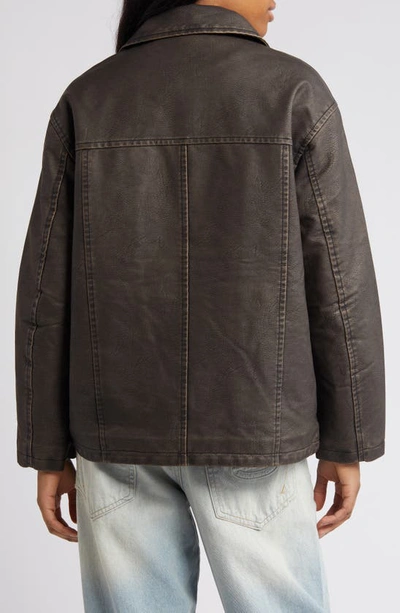 Bdg Urban Outfitters Wadded Faux Leather Jacket In Chocolate
