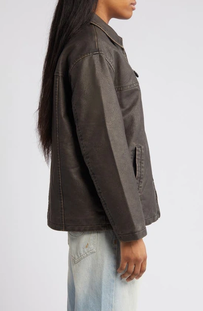 Bdg Urban Outfitters Wadded Faux Leather Jacket In Chocolate