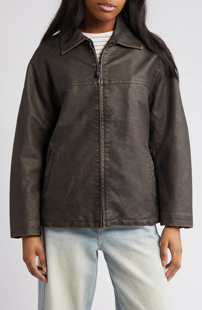 Bdg Urban Outfitters Wadded Faux Leather Jacket In Chocolate
