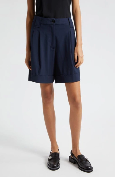 Shop Ganni Sky Captain Cuff Walking Shorts