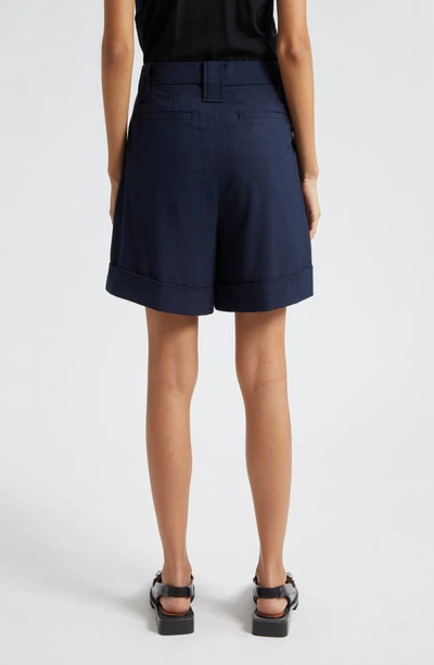 Shop Ganni Sky Captain Cuff Walking Shorts