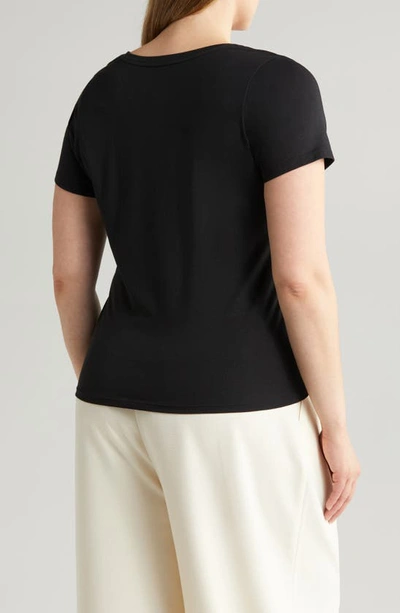 Shop Nordstrom Everyday V-neck Pima Cotton Blend T-shirt In Black