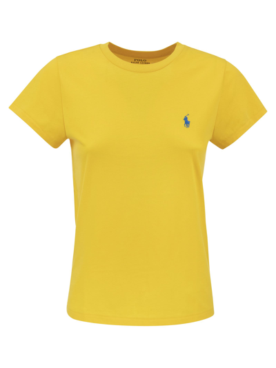 Shop Polo Ralph Lauren Crewneck Cotton T-shirt In Yellow