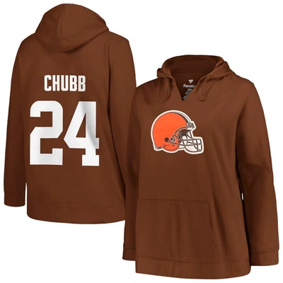 Shop Profile Nick Chubb Brown Cleveland Browns Plus Size Player Name & Number Pullover Hoodie