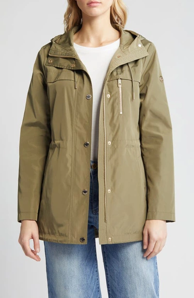 Shop Michael Michael Kors Hooded Jacket In Olive