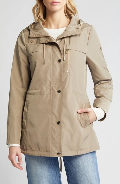 Shop Michael Michael Kors Hooded Jacket In Taupe