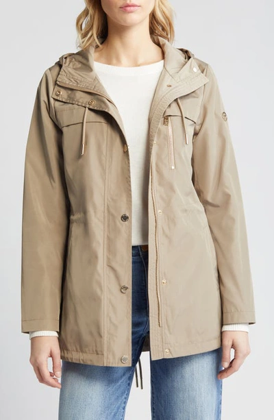 Shop Michael Michael Kors Hooded Jacket In Taupe