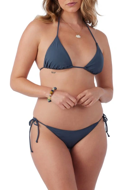 Shop O'neill Saltwater Solids Maracas Side Tie Bikini Bottoms In Slate