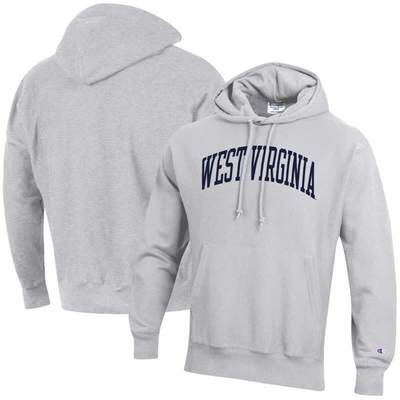 Shop Champion Heathered Gray West Virginia Mountaineers Team Arch Reverse Weave Pullover Hoodie In Heather Gray