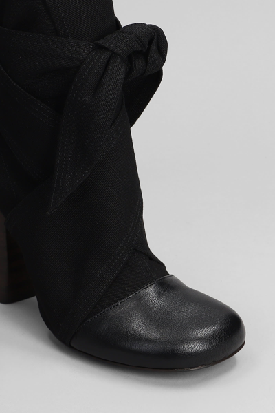 Shop Lemaire High Heels Ankle Boots In Black Fabric