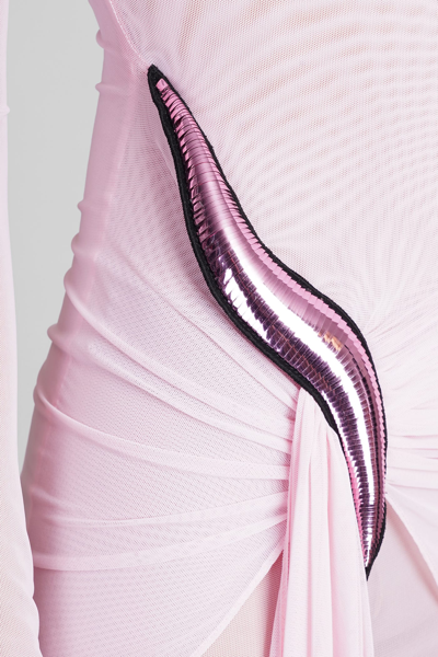 Shop David Koma Dress In Rose-pink Polyamide