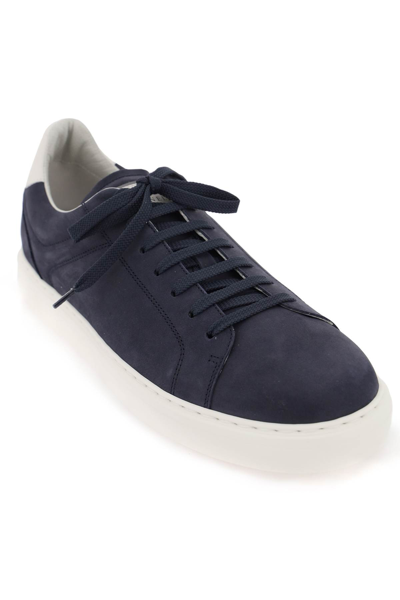 Shop Brunello Cucinelli Nubuck Sneakers In Winter Off White Fumo (blue)