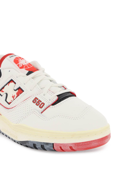 Shop New Balance Vintage-effect 550 Sneakers In Off White Red (white)