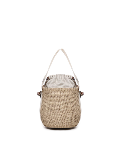 Shop Chloé Woody Small Basket Bag In White, Beige