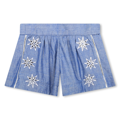 Shop Chloé Shorts With Embroidery In Blue