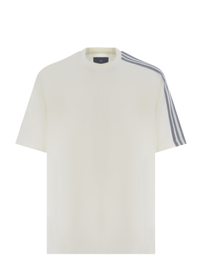 Shop Y-3 T-shirt  3-stripes Made Of Cotton In Bianco