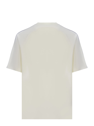 Shop Y-3 T-shirt  3-stripes Made Of Cotton In Bianco