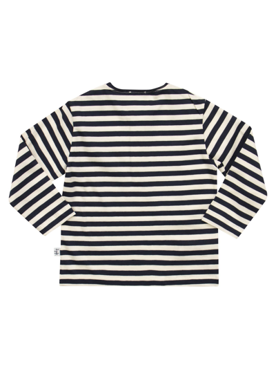 Shop Il Gufo Striped T-shirt With Long Sleeves In White/blue