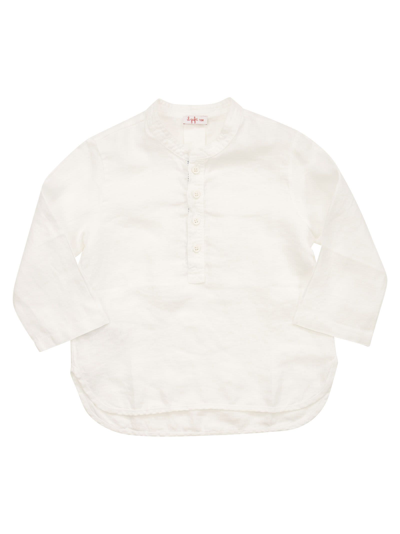 Shop Il Gufo Linen Korean Shirt In White