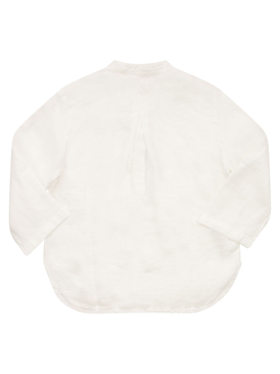 Shop Il Gufo Linen Korean Shirt In White