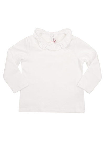 Shop Il Gufo T-shirt With Ruffle Collar In White