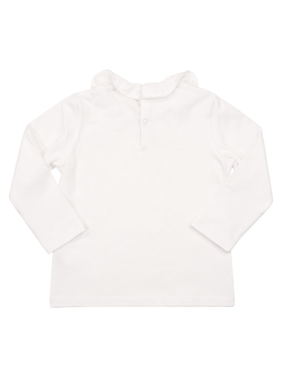 Shop Il Gufo T-shirt With Ruffle Collar In White