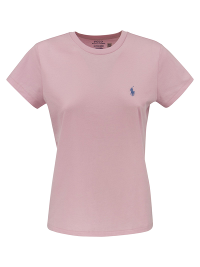 Shop Polo Ralph Lauren Crewneck Cotton T-shirt In Pink
