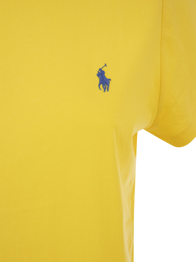 Shop Polo Ralph Lauren Crewneck Cotton T-shirt In Yellow