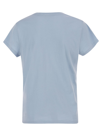 Shop Polo Ralph Lauren Crewneck Cotton T-shirt In Light Blue
