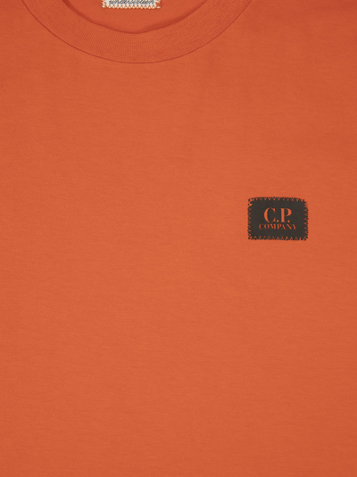 Shop C.p. Company Crew-neck T-shirt With Logo In Orange