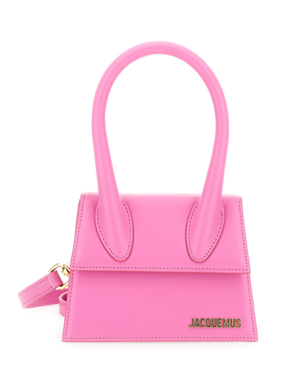 Shop Jacquemus Le Chiquito Moyen Pink Handbag In Leather Woman