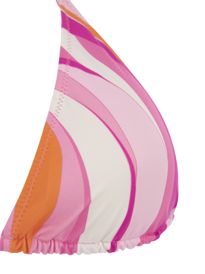 Mc2 Saint Barth Woman Triangle Top With Shape Wave Print In Pink