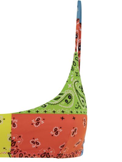 Shop Mc2 Saint Barth Bralette Top With Bandana Print In Multicolor