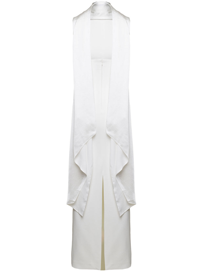 Shop Solace London Dahlia Long White Dress With Halterneck In Stretch Fabric Woman