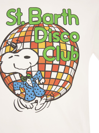 Shop Mc2 Saint Barth Cotton T-shirt With Snoopy Disco Club Print In White