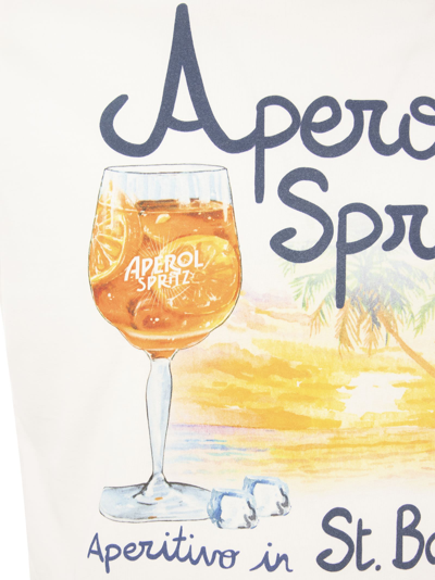 Shop Mc2 Saint Barth Cotton T-shirt With Aperol Spritz Print In White
