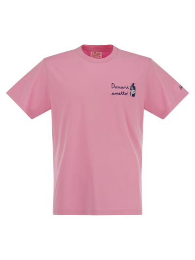 Shop Mc2 Saint Barth Cotton T-shirt With Domani Smetto Print In Pink