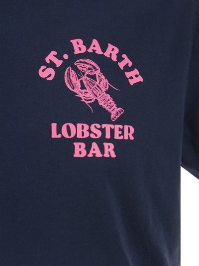 Shop Mc2 Saint Barth Cotton T-shirt With Lobster Bar Print In Blue
