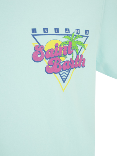 Shop Mc2 Saint Barth Cotton T-shirt With Sb Summer Print In Light Blue