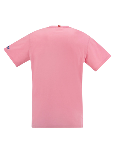 Shop Mc2 Saint Barth Cotton T-shirt With Lancia Palm Print In Pink