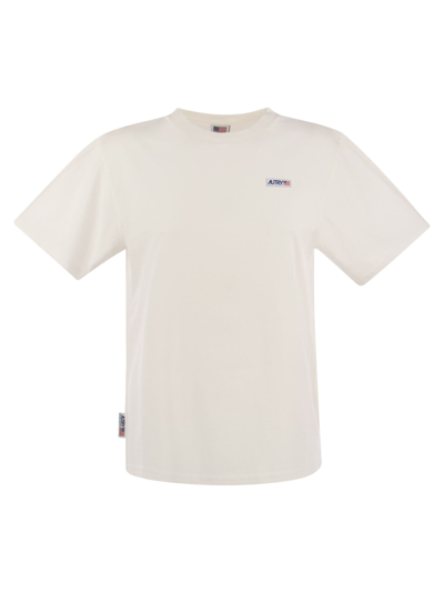 Shop Autry Crew-neck Cotton T-shirt In White