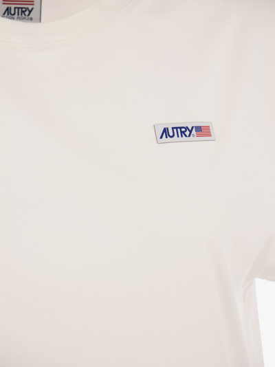Shop Autry Crew-neck Cotton T-shirt In White
