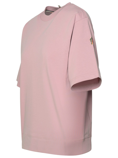Shop Moncler Pink Cotton T-shirt