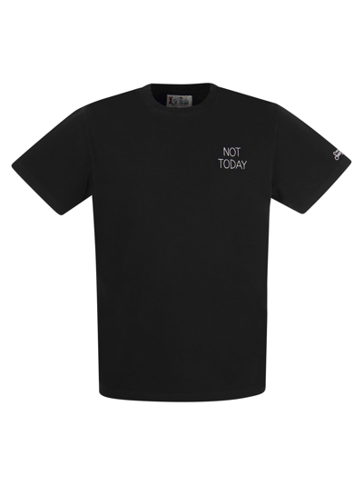 Shop Mc2 Saint Barth Cotton T-shirt With Not Today Print In Black