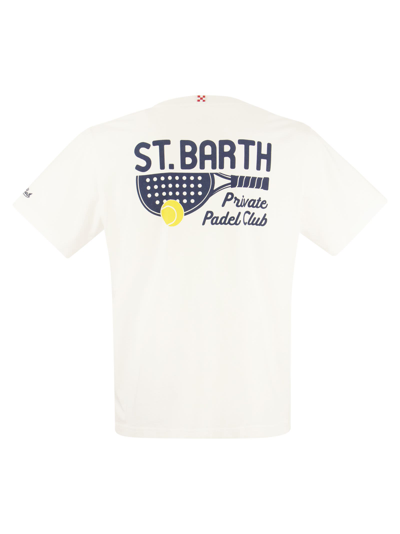 Shop Mc2 Saint Barth Cotton T-shirt With Padel Club Print In White