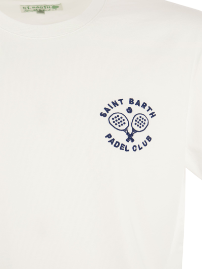 Shop Mc2 Saint Barth Cotton T-shirt With Padel Club Print In White