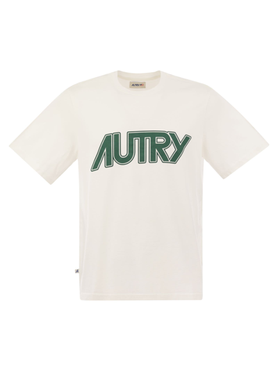 Shop Autry Crew-neck T-shirt With Front Logo In White