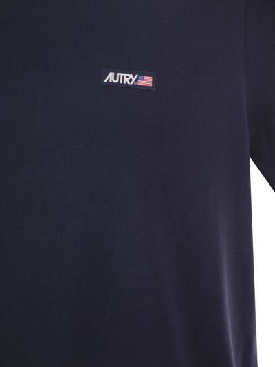 Shop Autry Crew-neck T-shirt With Logo In Blue