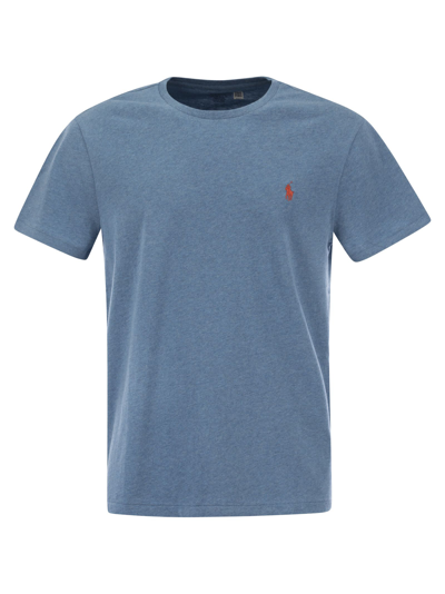 Shop Polo Ralph Lauren Slim-fit Jersey T-shirt In Sea